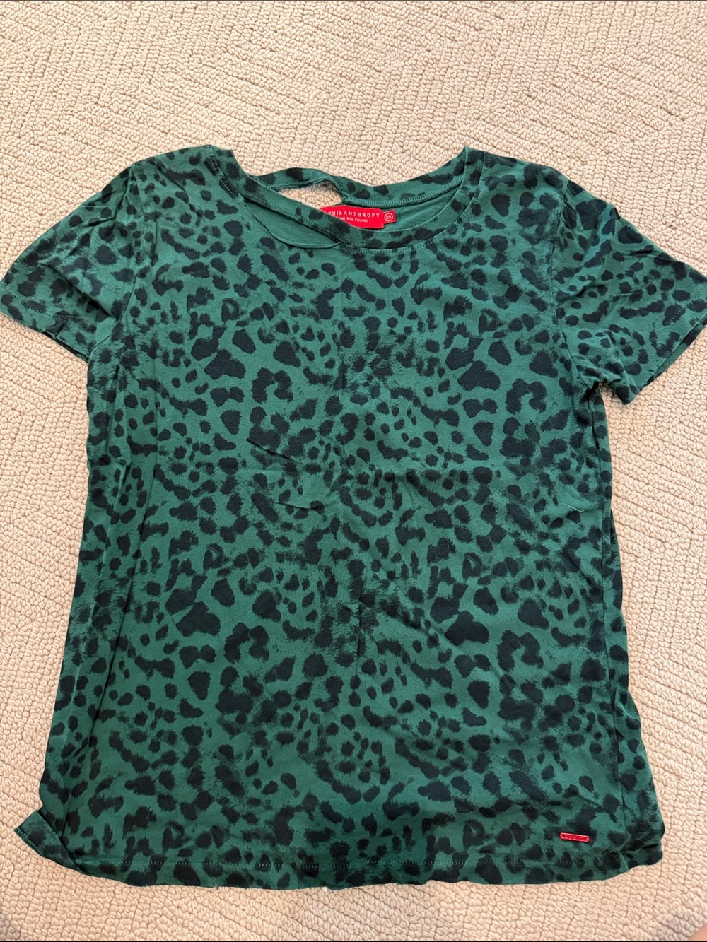 Philosophy Green and Black Leopard Print Short Sleeve Tee